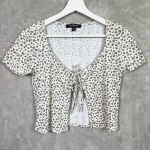 Mixed Threads Los Angeles Ditsy Floral Tie Front Crop Top Y2K Boho Cottagecore M